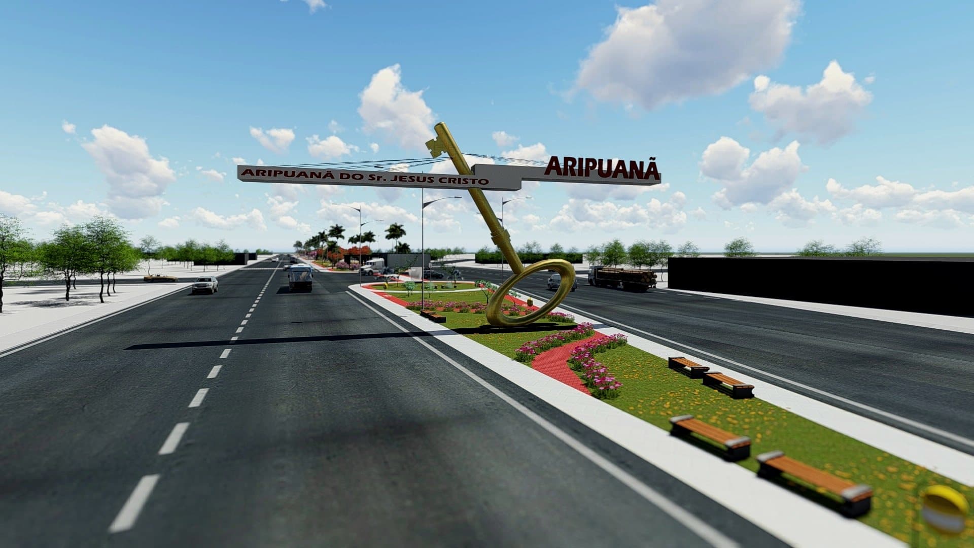 Avenida com o portal ao fundo